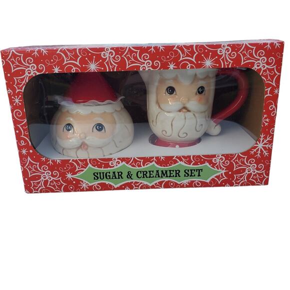 Johanna Parker Transpac Christmas Santa Creamer Sugar Set Retro Nostalgic Gift - Picture 9 of 11